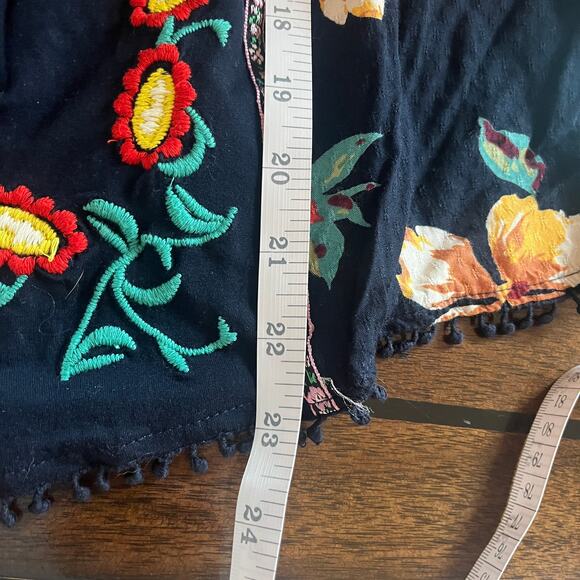 By Anthropologie Dakota Embroidered Square Neck Floral Boho Top Blouse Navy XS - Picture 9 of 9